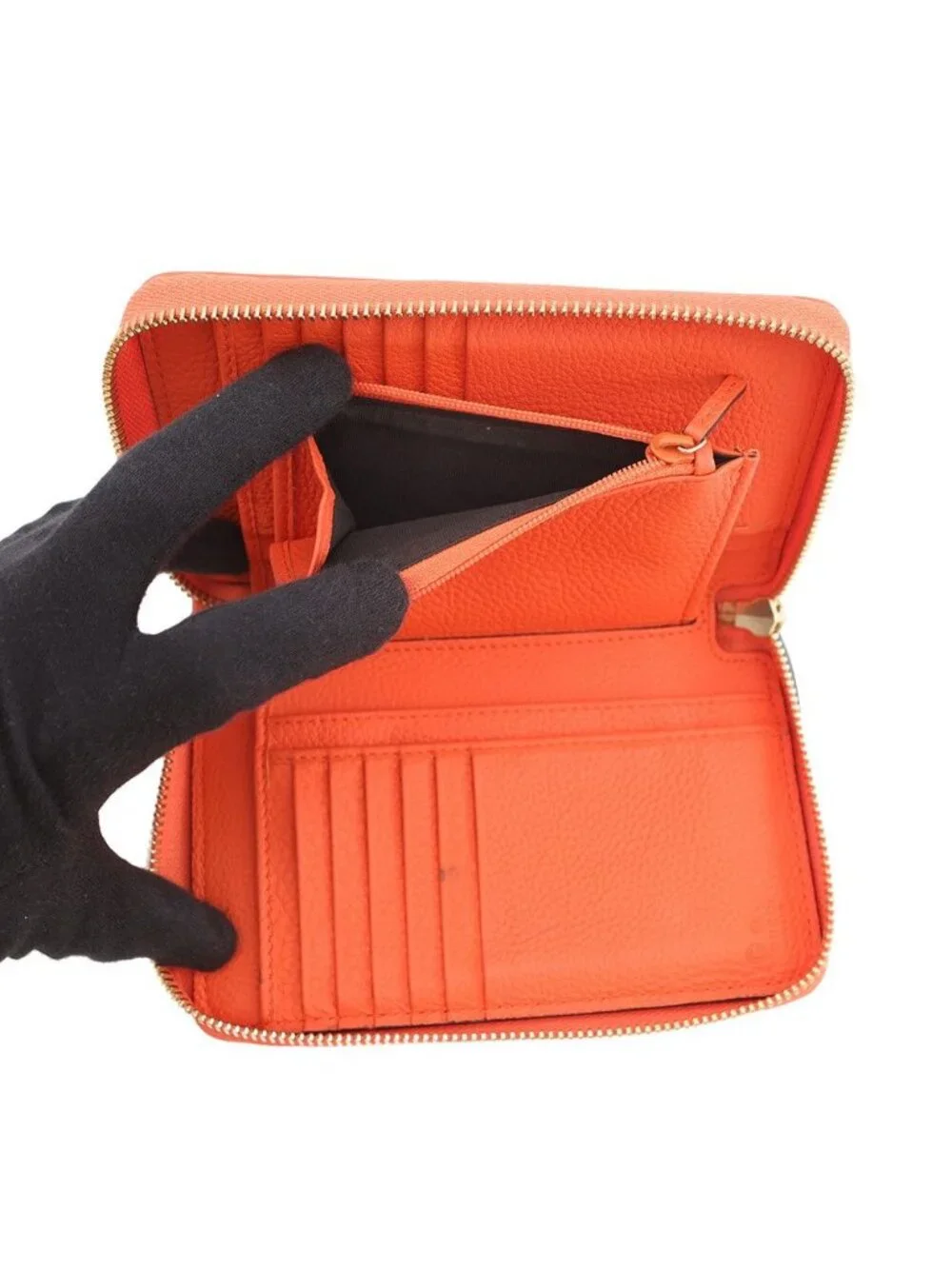 Gucci Bifold Wallet Zip Around Logo Leather
